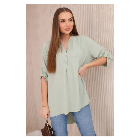 Blouse with a longer back dark mint