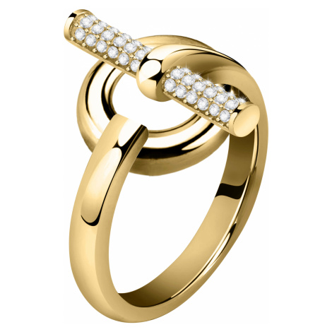 Morellato Elegantný pozlátený prsteň z ocele s kryštálmi Abbraccio SAUC09 56 mm
