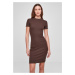 Women's dress with brown ribbing