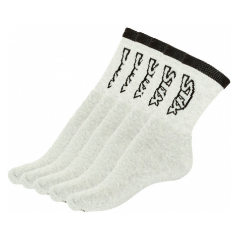 5PACK ponožky Styx vysoké sivé s čiernym nápisom (H26363636363) L