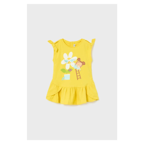 Šaty pre bábätká Mayoral žltá farba, mini, rovný strih