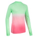 Dievčenské bežecké tričko AT 500 Skincare s dlhým rukávom zeleno-ružové