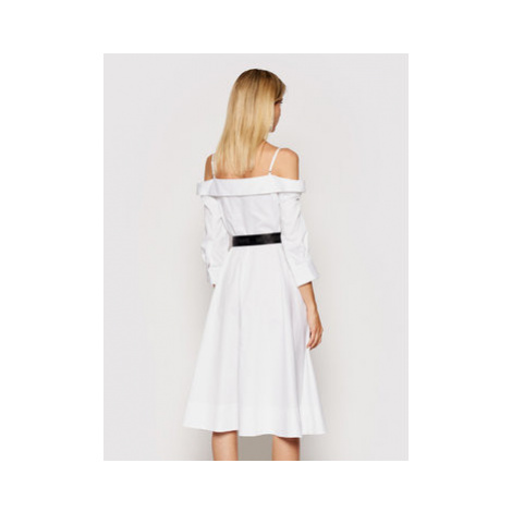 KARL LAGERFELD Košeľové šaty Cold Shoulder 211W1303 Biela Regular Fit