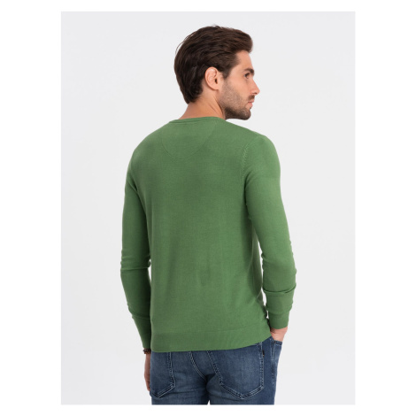 Ombre Classic men's sweater with round neckline - green