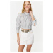 Trendyol Light Khaki Striped Tie Detailed Fitted Crop Woven Shirt