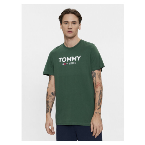Tommy Jeans Tričko Essential DM0DM18264 Zelená Slim Fit Tommy Hilfiger