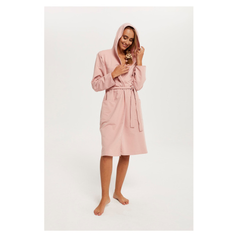 Women's dressing gown Karina with long sleeves - powder pink Italian Fashion