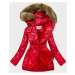 Lesklá červená zimná bunda s machovitým kožúškom (W756)
