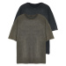 Trendyol Black-Brown Aged/Faded Effect 2-Pack Basic T-shirt