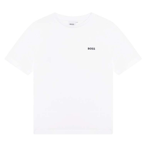 Detské bavlnené tričko BOSS biela farba, jednofarebný