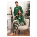 Pánske pyžamo Italian Fashion Seward - dlhé bavlnené Zelená