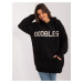 Black women's oversize sweater with front pocket