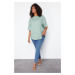 Trendyol Curve Mint 100% Cotton More Sustainable Oversize Knitted T-shirt