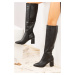 Fox Shoes Black Faux Leather Women's Boots