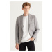 ALTINYILDIZ CLASSICS Men's Gray Slim Fit Slim Fit Mono Collar Patterned Blazer Jacket