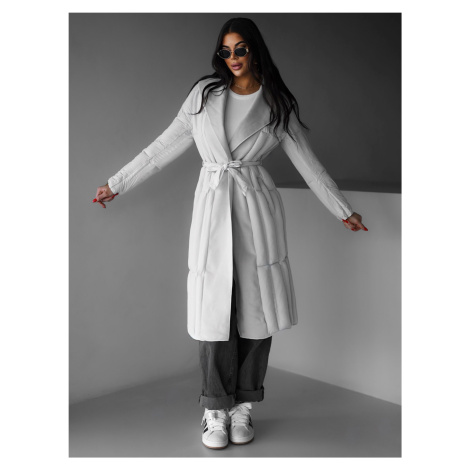 Krémový štýlový prešívaný kabát KATOPA