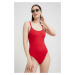 Jednodielne plavky Tommy Hilfiger červená farba, mäkké košíky