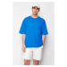 Trendyol Blue Oversize/Wide Cut Basic 100% Cotton T-Shirt