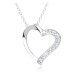 Nastaviteľný náhrdelník - striebro 925, retiazka, obrys srdca, číre zirkóniky