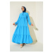 Bigdart 1627 Collar Lace-Up Hijab Dress - C.Blue