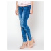 Jeans decorated with draping at the knees navy blue