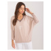 Beige women's oversize blouse with neckline