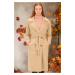 Z6765 DEWBERRY LADIES COAT-PLAIN BEIGE