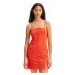 Bavlnené šaty Desigual oranžová farba, mini, priliehavá