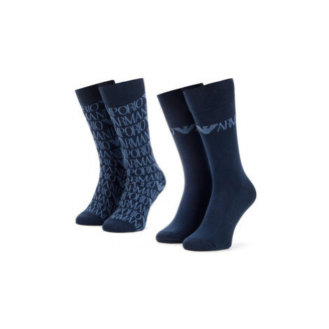 Emporio Armani Súprava 2 párov vysokých pánskych ponožiek 302302 9P284 02139 r.39/46 Tmavomodrá