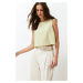 Trendyol Light Khaki Sleeveless Woven Linen Look Blouse