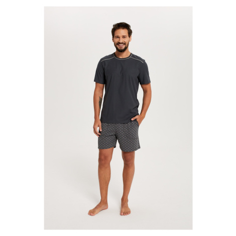 Men's pyjamas Abel, short sleeves, short legs - graphite/print Italian Fashion