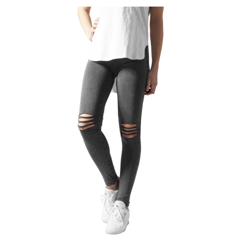 Women's Cut Knee Leggings Acid Black Urban Classics