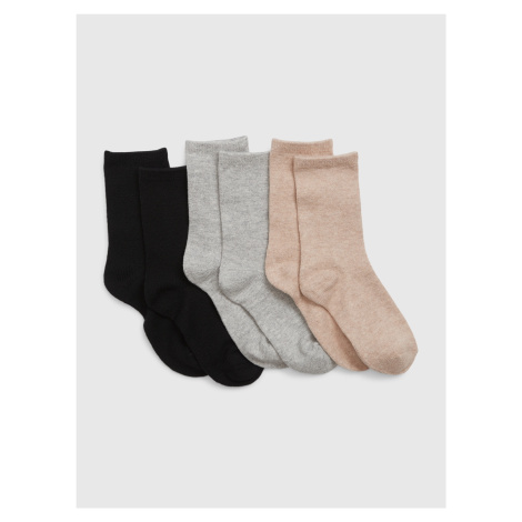 Sada troch párov dievčenských ponožiek v čiernej, šedej a ružovej farbe GAP