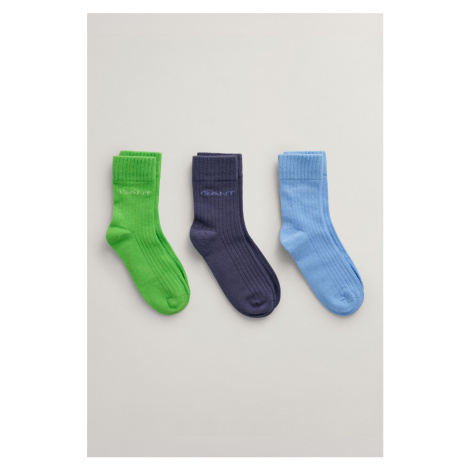 PONOŽKY GANT TONAL LOGO RIB SOCKS 3-PACK SLIME GREEN