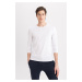 DEFACTO Slim Fit Crew Neck Long Sleeve Basic Pajama Top