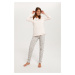 Women's pajamas Karla, long sleeves, long legs - salmon pink/print