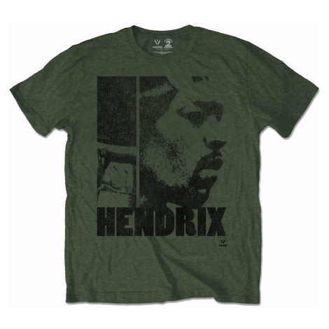 Jimi Hendrix Tričko Let Me Live Unisex Khaki Green