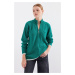 Bigdart 15863 Zippered Knitwear Cardigan - Emerald