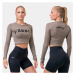 NEBBIA - Crop top s dlhým rukávom Sporty HERO 585 (mocha) - NEBBIA