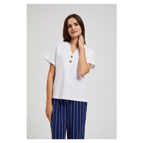 Women's T-shirt with buttons MOODO - white