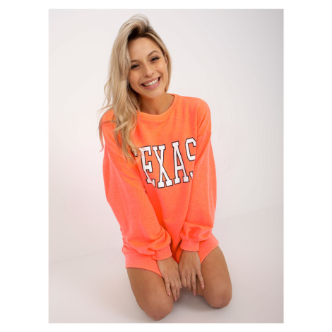 Fluo orange long oversized sweatshirt with print