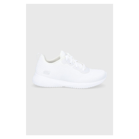 Topánky Skechers biela farba, na plochom podpätku