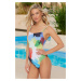 Trendyol Abstract Patterned Square Neck Webbing Regular Swimsuit