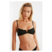 Trendyol Black V Cut Textured Bikini Top