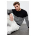 Trendyol Black Slim Fit Crew Neck Striped Knitwear Sweater