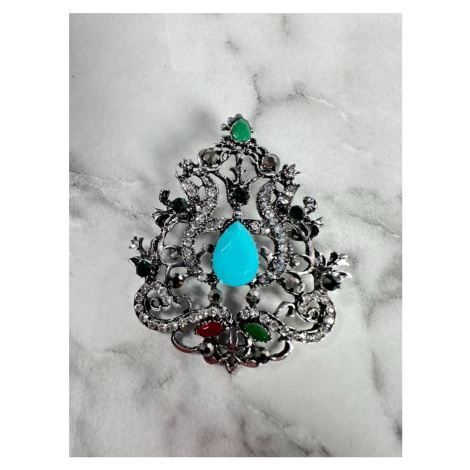 Brooch XZ459-191 silver + blue