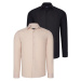 DUAL SET G726 DEWBERRY MENS SHIRTS-BLACK-BEIGE