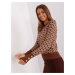 Women's brown-beige classic sweater with a round neckline