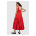 Bavlnené šaty AllSaints červená farba, maxi, áčkový strih
