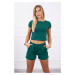 Cotton set with shorts in dark green color